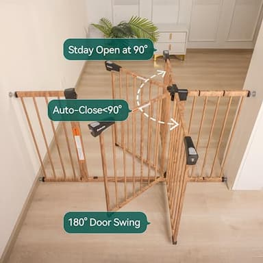 Mom's Choice Award Winner-BABELIO 29-55'' Extra Wide Baby Gate with Wood Pattern, Metal Pressure Mounted Dog Gate, for Stairs & Doorways, No Tools Required - Image 4