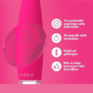 FOREO ISSA 3 Bundle - Ultra-Hygienic 4-in-1 Silicone Sonic Electric Toothbrush + 2 x ISSA Hybrid Wave Brush Head - White Teeth, Clean Gums, Cheeks & Tongue, Soft Toothbrush - Fuchsia - Image 5