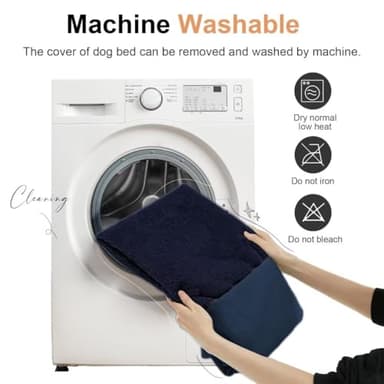 Large Dog Bed Orthopedic Washable: Beds Bolster XL Bed Large Big Dogs Memory Foam Couch Sofa Waterproof with Removable Cover - Navy Blue - Image 7