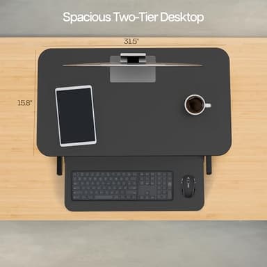 VIVO Height Adjustable 32 inch Stand Up Desk Converter, Quick Sit to Stand Tabletop Dual Monitor Riser Workstation, Black, DESK-V000S - Image 5