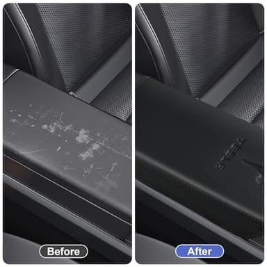 POKUNG Center Console Leather Armrest Cover Designed for 2024-2026 Refresh Model 3 Highland/Model Y Juniper 2025-2026,Center Console Accessories for Tesla Model 3/Y 2026 Interior Accessories Black - Image 3