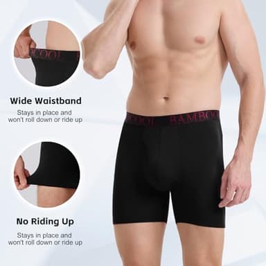 BAMBOO COOL Men's Ultra ComfortSoft Underwear, Moisture Wicking & Breathable No Ride Up Boxer Briefs with Fly, Multipack - Image 3