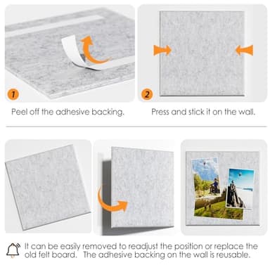 MaxGear Large Cork Board for Wall 36" x 24", Silver Gray Bulletin Board, 6 Pack Felt Wall Tiles with Pushpins, Cork Boards for Office Push Pin Board Tack Board Felt Board - Image 5