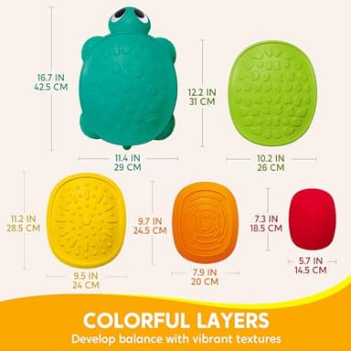 JOYIN 5 Pcs Turtle Balance Stepping Stones, Kids Turtle Path Jumping Stones, Toddler Obstacle Course Coordination Game Toys Indoor or Outdoor Play for Kids Aged 3+ - Image 6