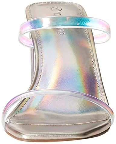The Drop Women's Avery Square Toe Two Strap High Heeled Sandal, Iridescent, 10 - Image 2