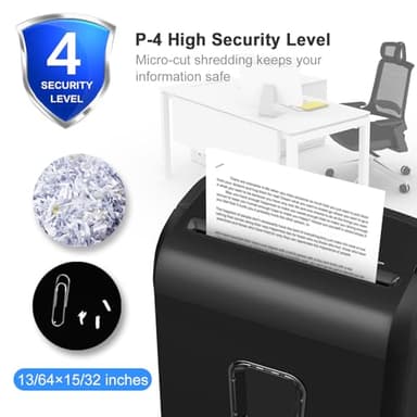 Bonsaii 6-Sheet Micro-Cut Paper Shredder, P-4 High-Security for Home & Small Office Use, Shreds Credit Cards/Staples/Clips, 3.4 Gallons Transparent Window Wastebasket, Black (C234-A) - Image 2