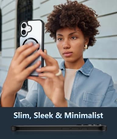 FNTCASE for iPhone 16 Plus Case: Clear Case Magnetic Military Grade Drop Protection Anti Yellowing Cell Phone Cover - Rugged Shockproof Protective Bumper Transparent Cases(B-Black) - Image 7