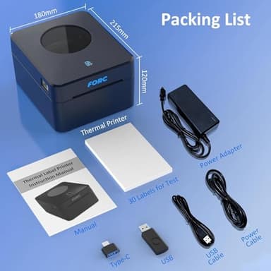 Forc Shipping Label Printer,Bluetooth Thermal Label Printer 4x6 for Small Business for Amazon,Ebay,Etsy,Shopify Shipping Packages,USPS,UPS,Support Windows, Mac, iOS, iPhone, Android(Black) - Image 7