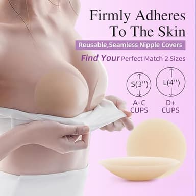 Herlight Nipple Covers for Women – Reusable Sticky, Adhesive Silicone Nipple Covers, Seamless Invisible Washable Design with Travel Box Nude - Image 4