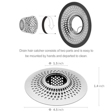 LEKEYE Drain Hair Catcher/Bathtub Shower Drain Hair Trap/Strainer Stainless Steel Drain Protector(Patented Product) - Image 2