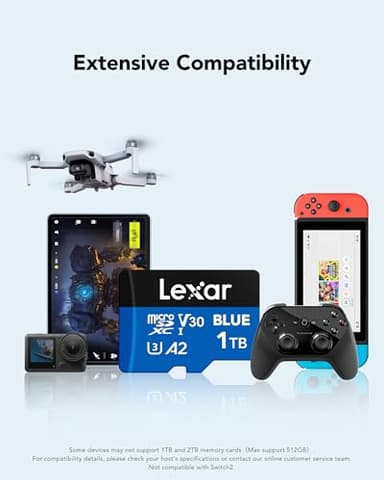 Lexar 1TB Blue Micro SD Card Up to 160MB/s, microSDXC UHS-I Memory Card with SD Adapter, C10, U3, A2, V30, Full HD, 4K UHD, High Speed TF Card - Image 6