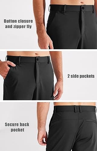 Libin Men's Golf Pants Joggers Lightweight Quick Dry 3 Pockets Slim Fit Soft Stretchy Tapered Leg Work Dress Pants Athletic, Black XL - Image 3