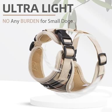 PUPTECK Soft Mesh Dog Harness and Leash Set Pet Puppy Cat Adjustable Reflective Padded Vest No Pull Harnesses, Beige, L - Image 5