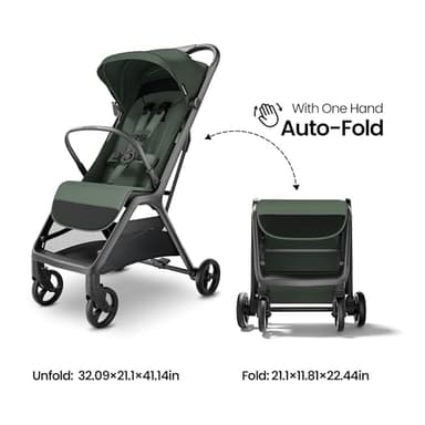 MAMA&BABY Packa Travel Stroller with One-Hand Automatic Folding, Ultra-Compact & Lie-Flat Mode, Lightweight Baby Stroller with Large UPF 50+ Canopy, Backrest Mesh Ventilation Panel - Image 5