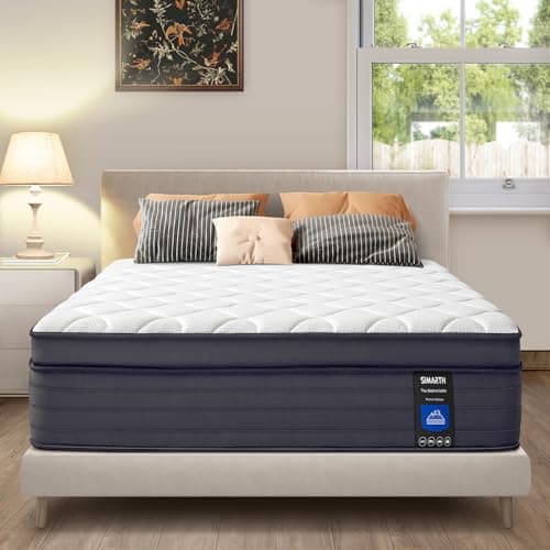 SIMARTH Queen Mattress - 14 Inch Hybrid Queen Size Mattress in a Box, Gel Memory Foam Matress with Motion Isolation and Pressure Relief, Strong Edge Support and Pocket Springs, Medium Firm - Image 1