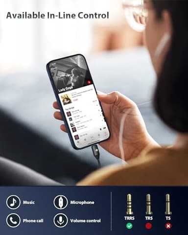 Stouchi USB C to 3.5mm Female Adapter, Type C Headphone Audio Jack Cable Cord Hi-Fi Dongle for Samsung Galaxy S22 S21 Ultra Z Flip Note 20,iPad Mini 6th, Pixel 7/6a/6 - Black - Image 2