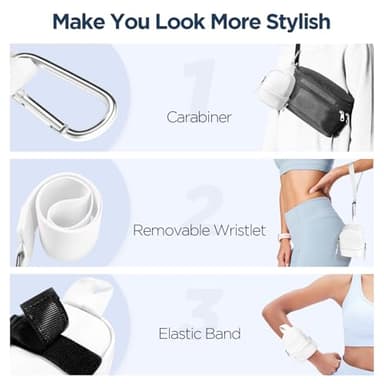 Babysun Mini Backpack Keychain Wristlet Pouch Small Change Coin Purse Cute Zipper Wallet With 3 RFID Card Slots For Women/Men Airpods Cosmetics (White) - Image 3