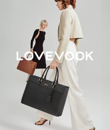 LOVEVOOK Laptop Tote Bag for Women, Leather Office Work Bag Briefcase fit for 15.6 inch Laptop, Large Teacher Computer Bag Handbag,2pcs Set Leather/Black - Image 3