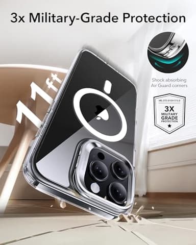 ESR for iPhone 16 Pro Max Case, Compatible with MagSafe, Military-Grade Protective Case, Built-in Stash Stand Phone Case, Scratch-Resistant Back Cover, Classic Series, Clear - Image 8