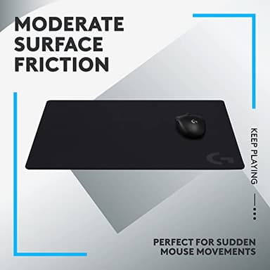 Logitech G640 Large Cloth Gaming Mouse Pad, Optimized for Gaming Sensors, Moderate Surface Friction, Non-Slip Mouse Mat - Black - Image 2