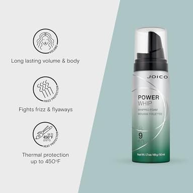 Joico Power Whip Whipped Foam | For Most Hair Types | Add Volume & Body | Thermal Heat, Humidity, & Pollution Protection | Boost Shine | Control Frizz & Flyaways | Silicone & Paraben Free | 1.7 Fl Oz - Image 3