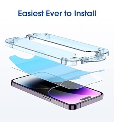 amFilm Easiest Installation OneTouch for iPhone 14 Pro [6.1 Inch] Screen Protector Tempered Glass, Auto-Alignment Tech, Bubble Free and Full Coverage Case Friendly, Anti-Scratch 2 Pack - Image 3