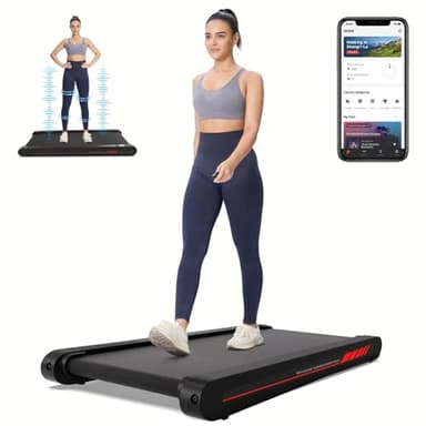 Walking Pad Treadmill with APP, 3 in 1 Under Desk Treadmills, 2.5HP Low Noise Walking Vibration Pad with Remote Control,Portable Treadmill for Home Office, Red - Image 1