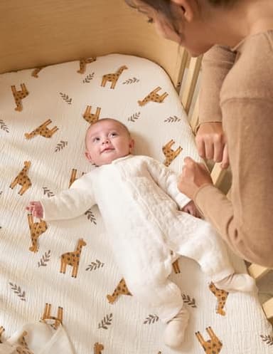 Momcozy Best Wishes Muslin Standard Fitted Crib Sheets, 52"x28", 2 Pack Soft Breathable Natural Cotton Baby Mattress Sheet, 360° Mattress Wrapping Boys Girls Neutral Toddler Bed Sheet, Bravery Giraffe - Image 8
