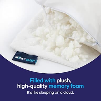 Sidney Sleep Pillow for Side and Back Sleepers - Comfort for Neck and Shoulder Pain - Adjustable Contour Fill - Queen Size - Extra Fill Included (White) - Image 7