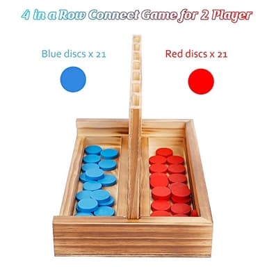 Glintoper Shut The Box & 4 in a Row Tables Game Set, Classic Wood Dice Game with Numbers & Line Up 4 Game for Kids Family, Living Room Rustic Coffee Table Decor, Travel Game Strategy Board Games - Image 4