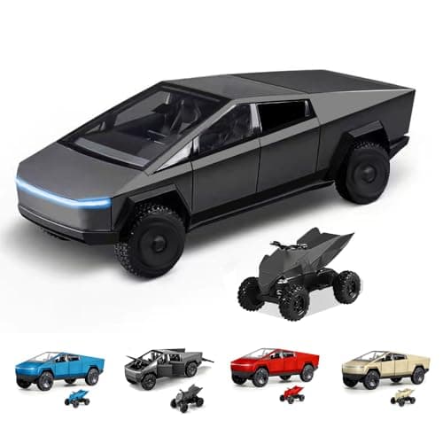 Toy Truck with Motorcycle Alloy Die Casting Model Pickup Truck Electric Vehicle Model Off - Road Wagon Toy Race Ca -Sound and Light Effect Ideal Gift Age for 6 Year Up(Grey) - Image 1