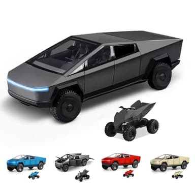 Toy Truck with Motorcycle Alloy Die Casting Model Pickup Truck Electric Vehicle Model Off - Road Wagon Toy Race Ca -Sound and Light Effect Ideal Gift Age for 6 Year Up(Grey) - Image 1
