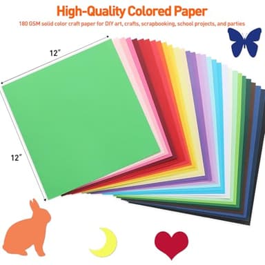 MAXECHO 12" X 12" Colored Cardstock Bulk 150 Sheets 30 Assorted Colors Construction Paper Card Stock Printer Paper for DIY Crafts, Kids School Supplies, Cricut, 180 GSM - Image 2