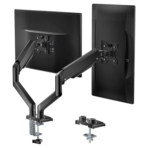 WALI Dual Monitor Stand for 17-32 inch Computer Screens, Dual Monitor Arms for 2 Monitors Holds up to 22 lbs, Height Adjustable Gas Spring Dual Monitors Mount, VESA 75x75/100x100mm (GSMP002N), Black - Image 1