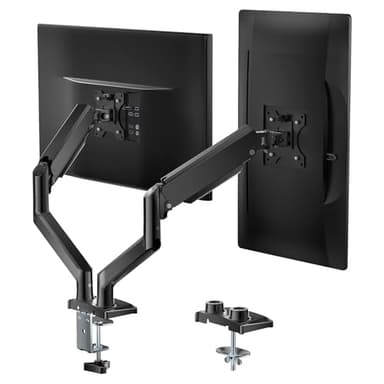 WALI Dual Monitor Stand for 17-32 inch Computer Screens, Dual Monitor Arms for 2 Monitors Holds up to 22 lbs, Height Adjustable Gas Spring Dual Monitors Mount, VESA 75x75/100x100mm (GSMP002N), Black - Image 1