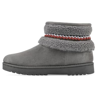 WHITE MOUNTAIN Women's Icons Faux Fur Slip-On Bootie, Grey, 8.5 M - Image 4