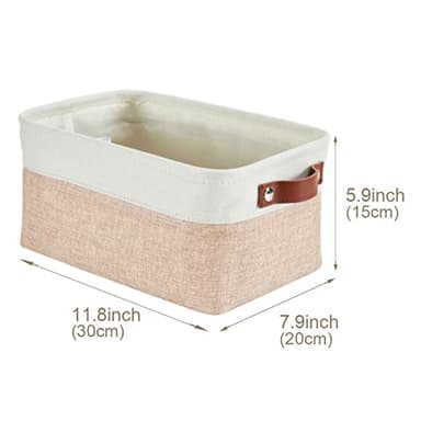 DECOMOMO Small Storage Basket, Closet Storage Bins, Baskets for Organizing Shelves (Beige & White, Small - 6 Pack) - Image 6