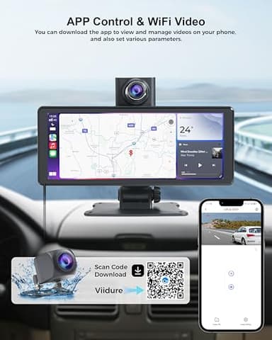 Wireless Car Stereo Carplay Screen with 4K Dash Cam, 8.1'' Portable 2K Touch Screen with 1080P Backup Camera, GPS Navigation for Car Play, Android Auto, Voice Control, Mirror Link, DVR, Bluetooth - Image 5