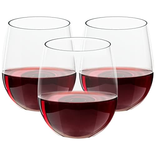 FOCUSLINE 32 Pack Plastic Wine Glasses Stemless, 12 Oz Crystal Clear Disposable Wine Cups, Reusable Plastic Wine Glasses for Parties Weddings, Shatterproof Recyclable and BPA-Free - Image 1