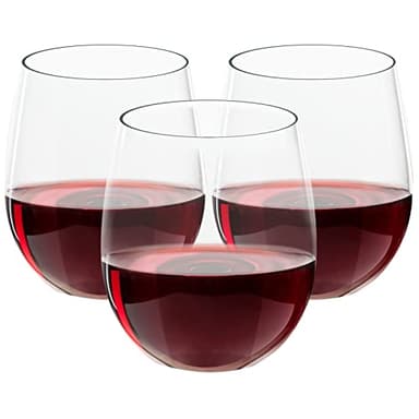 FOCUSLINE 32 Pack Plastic Wine Glasses Stemless, 12 Oz Crystal Clear Disposable Wine Cups, Reusable Plastic Wine Glasses for Parties Weddings, Shatterproof Recyclable and BPA-Free - Image 1