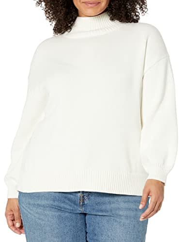 Amazon Essentials Women's Pull-Over Cotton Sweaters, Funnel-Neck, Available in Plus Size, Eggshell White, X-Large - Image 5