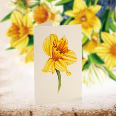Airpark Pop Up Flower Card, 3D Paper Flowers Bouquet – English Daffodils, Birthday, Easter, Mother’s Day, Get Well Greeting Card with Note Card & Envelope - Image 3