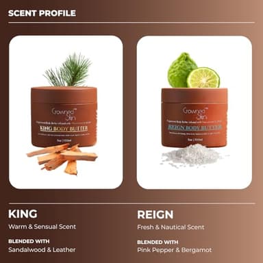 Crowned Skin King and Reign Cologned Body Butter Bundle | Sandalwood, Leather, Fresh, and Nautical Scents | Infused with Organic Shea & Mango Butters | Moisturizing Formula with All-Day Fragrance - Image 5
