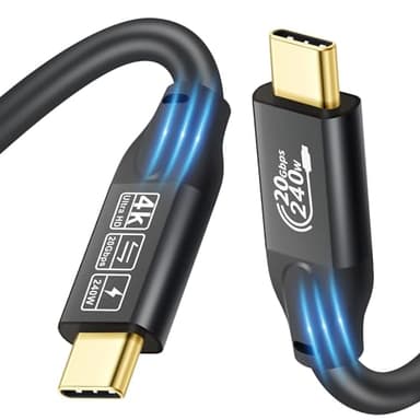 20Gbps USB C 3.2 Gen 2 Cable, Type C 4K@60Hz UHD Video 5A/240W PD3.1 Fast Charge w/E-Marker Compatible with Thunderbolt 3/4 for Phone 15Pro MacBook Pixel Dell Monitor - Image 1