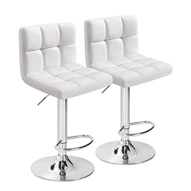 Furmax Bar Stools Modern Pu Leather Swivel Adjustable Hydraulic Bar Stool Square Counter Height Stool Set of 2 (White) - Image 1