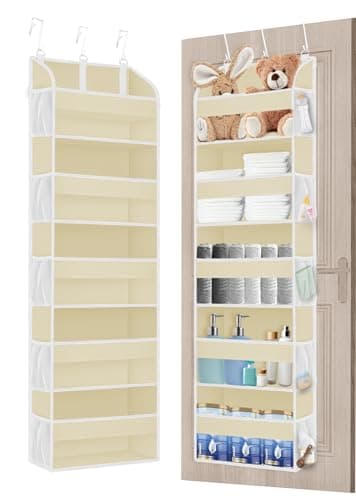 TAHAVICE 2 Pack Over The Door Storage Organizer with 5 Pockets 10 Mesh Pockets, 44 lbs Weight Capacity Door Hanging Organizers and Storage for Bedroom,Bathroom,Nursery,Kidroom,Babyroom - Image 1