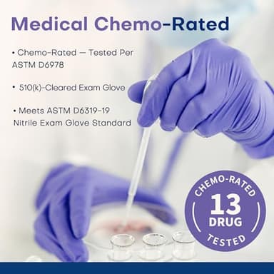 Supmedic Nitrile Exam Gloves, 3.5 Mil Powder-Free Food Safe Cleaning Chemo Rated Disposable Medical Glove, Violet Blue 100 Pcs (Medium) - Image 4