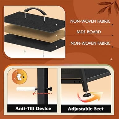 WLIVE Black TV Stand for 45, 50, 55 inch TV, Entertainment Center with LED Lights & Charging Station, TV Media Console Table with 8 Fabric Drawers and Open Shelves for Living Room, Hallway, Wood Top - Image 8