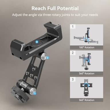 SMALLRIG Universal Metal Phone Support with Cold Shoe Mount, Smartphone Holder Adapter Support Free Adjustment Joints, Phone Tripod Mount for iPhone 17 16 15 14, for Samsung Galaxy etc. - 4382 - Image 5