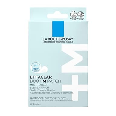 La Roche-Posay Effaclar Multi-Target Blemish Patches, Hydrocolloid Pimple Patches For Face Shields, Targets & Absorbs, Suitable Under Makeup, 22 Patches, 12 Small Size & 10 Medium Size - Image 1